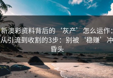新澳彩资料背后的‘灰产’怎么运作：从引流到收割的3步：别被‘稳赚’冲昏头