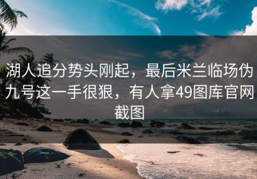 湖人追分势头刚起，最后米兰临场伪九号这一手很狠，有人拿49图库官网截图