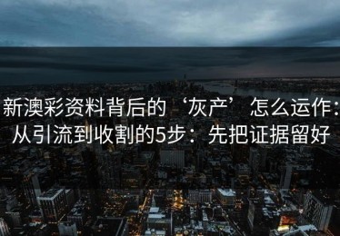 新澳彩资料背后的‘灰产’怎么运作：从引流到收割的5步：先把证据留好
