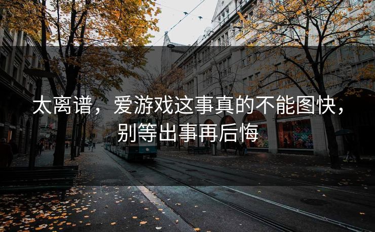 太离谱，爱游戏这事真的不能图快，别等出事再后悔