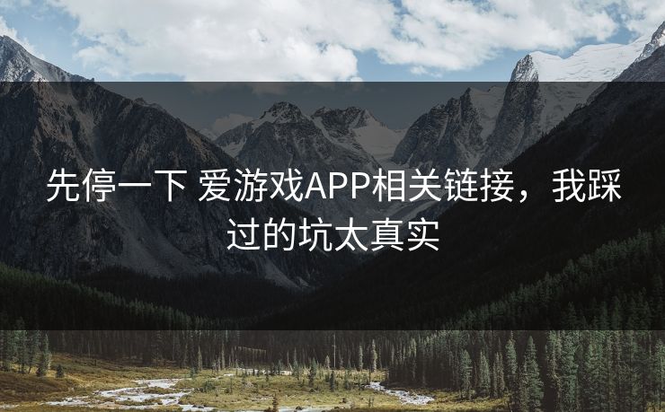 先停一下 爱游戏APP相关链接，我踩过的坑太真实
